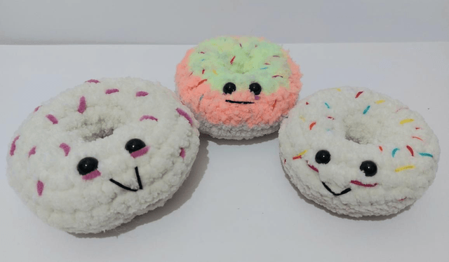 3x Donuts Fluffy And Kawaii Cute 